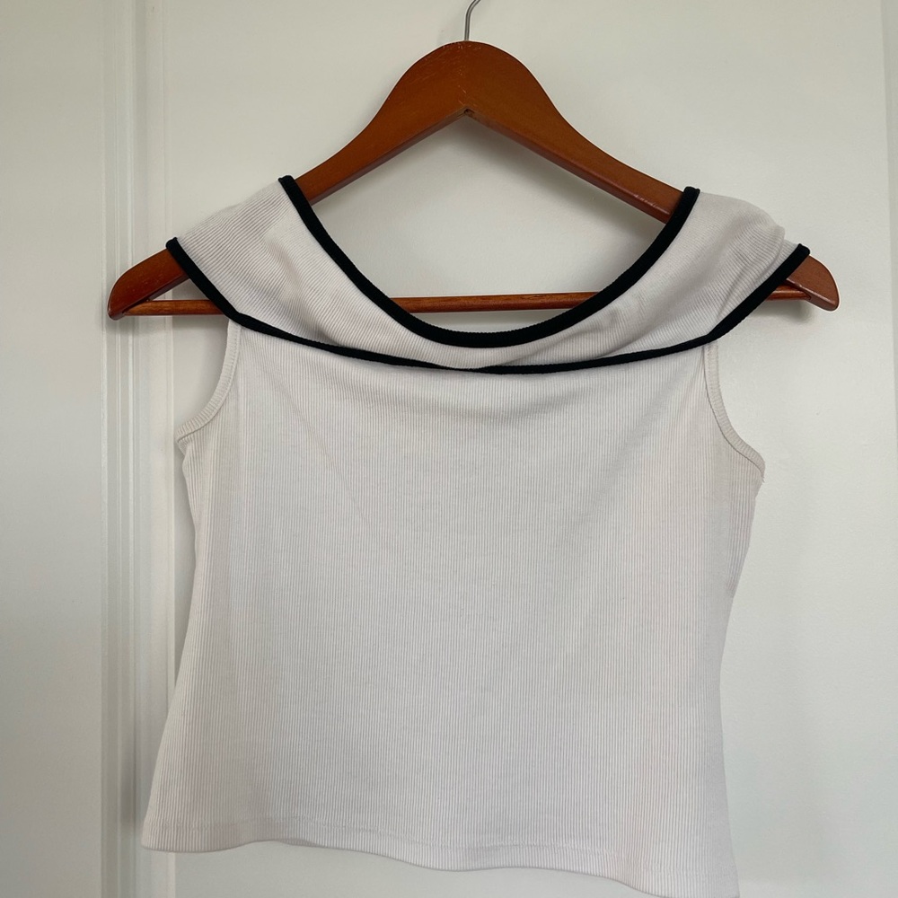 Off the shoulder white and Black Women's Top